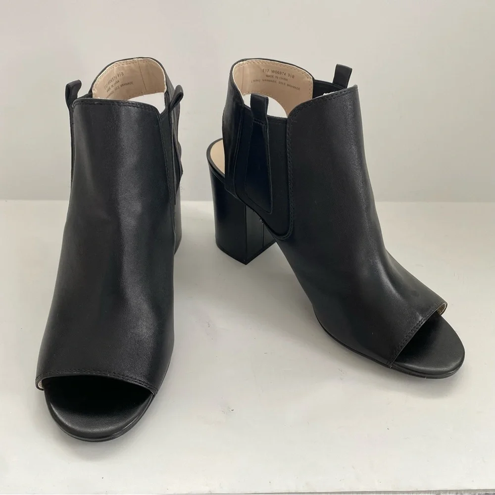 Cole Haan Basel Shootie II Platform Bootie Black Cutout Heel Vegan Leather 9.5B